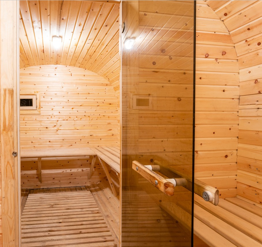 puerta de vidrio de sauna sin marco